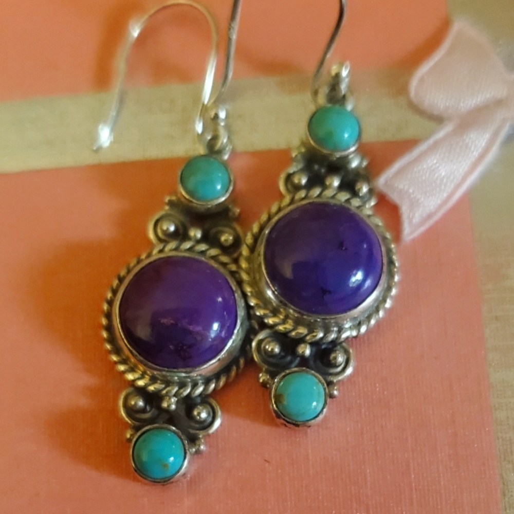 Turquoise and silver earrings